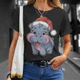 Joli Petit Hippopotame Chapeau De Père Noël Coloré Amusant Manche Longue T-Shirt Cadeaux pour elle