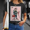 Mexican Fireman Firefighter El Bombero Mexican Bingo Card T-Shirt Gifts for Her