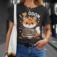 うどんが大好き カワイイきつねとうどん麺 Tシャツ 彼女への贈り物