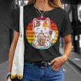 かわいい猫 ボバ ティーバブル アニメ 日本猫 女の子 ティーン Tシャツ 彼女への贈り物