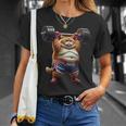ギャグ ぽっちゃり猫 筋トレ ウエイトリフティング ジム 面白い グラフィック猫ミーム Tシャツ 彼女への贈り物