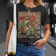 カエル 演奏 ベース ギター ロック オン ヴィンテージ ロック ギタリスト カエル Tシャツ 彼女への贈り物