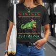 サンタ T-Rex 食べるトナカイ恐竜 アグリークリスマスセーター Tシャツ 彼女への贈り物
