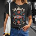 サーモン ノルウェー Rosemaling 花柄 フィヨルド 自然 Norge Tシャツ 彼女への贈り物