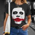 ダークナイトジョーカーの顔 ミニマリスト 象徴的なイメージ Tシャツ 彼女への贈り物