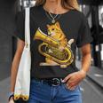 チューバを弾く面白い猫ギフト かわいい子猫ミュージシャンファン Tシャツ 彼女への贈り物