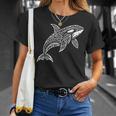 トライバル シャチ クジラ ハワイアン マオリ タトゥー オーシャン アート デザイン Tシャツ 彼女への贈り物