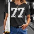 ナンバー77 野球 フットボール 誕生日 Tシャツ 彼女への贈り物