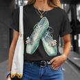 バレリーナガール ミントグリーン ダンス バレエ水彩画 Tシャツ 彼女への贈り物