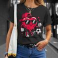 バレンタイン サッカー ハート ドリップ スポーツ 愛 バレンタインデー 男の子 Tシャツ 彼女への贈り物