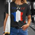 フランスの地図の中のフランス国旗tシャツ Tシャツ 彼女への贈り物