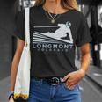 レトロ スキー ロングモント コロラドイラスト ヴィンテージ スノー スキー Tシャツ 彼女への贈り物