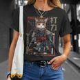 レトロな侍猫 戦士の猫 長袖tシャツ Tシャツ 彼女への贈り物