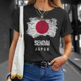 仙台ジャパン 休暇お土産 日本国旗 アンティーク調 Tシャツ 彼女への贈り物