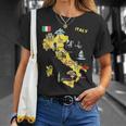 手描きのイタリア地図 観光地 Tシャツ 彼女への贈り物