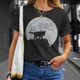 月と猫のシルエット ソマリ猫 Tシャツ 彼女への贈り物