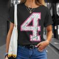 番号 4 ピンクのお気に入りの番号 Tシャツ 彼女への贈り物