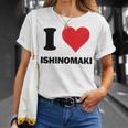 I Heart 石巻ジャパンラブ 日本のお土産品 Tシャツ 彼女への贈り物