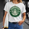 Saunabucks サウナ パロディ サウナー向け おもしろデザイン ととのう グッズ おもしろ 文字 スタバ カフェ Tシャツ 彼女への贈り物