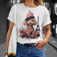 かわいい フランス パリ エッフェル塔 トイプードル パリジャンプードル 長袖tシャツ Tシャツ 彼女への贈り物