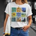 ひまわりと星月夜のゴッホ絵画コラージュ Tシャツ 彼女への贈り物