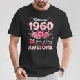 66歳 1960年2月 花柄 66歳 誕生日 男性 女性 Tシャツ 面白い贈り物