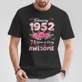 74歳 1952年2月 花柄 74歳 誕生日 男性 女性 Tシャツ 面白い贈り物