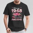 78歳 1948年2月 花柄 78歳 誕生日 男性 女性 Tシャツ 面白い贈り物