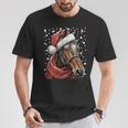 Cheval Enneigé Avec Bonnet De Père Noël D'hiver T-Shirt Cadeaux drôles