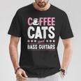 Coffee Cats And Bass Guitars ベースギタリスト 猫とコーヒー 長袖tシャツ Tシャツ 面白い贈り物