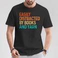 Easily Distracted By Books And Yarn Knitting T-Shirt Unique Gifts