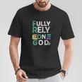 Frog Fully Rely On God 面白いレトロラブハートカエル愛好家 長袖tシャツ Tシャツ 面白い贈り物