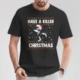 Have A Killer Whale クリスマス サンタ アグリークリスマス シャチ ファニー Tシャツ 面白い贈り物