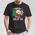Merry Kiss My Ass Cadeau De Noël Amusant Père Noël T-Shirt Cadeaux drôles