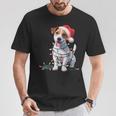 Mignon Chien Jack Russell Lumières De Noël Noël Amoureux Des Manche Longue T-Shirt Cadeaux drôles