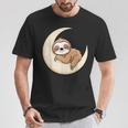 Perezoso Dormido En La Luna – Ilustración Camiseta unisex Regalos divertidos