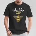 Rebeca Nombre Rebeca Regalos De Cumpleaños Reina Corona Abeja Rebeca Camiseta unisex Regalos divertidos