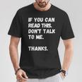 これを読めたら私に話しかけないでください-面白い人が嫌い Tシャツ 面白い贈り物