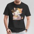 わがまま猫 ねこ ラーメン好き かわいい おもしろ マンガ 長袖tシャツ Tシャツ 面白い贈り物