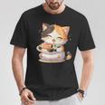 わがまま猫 寿司ねこ ラーメン好き かわいい おもしろ マンガ Tシャツ 面白い贈り物