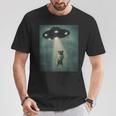 エイリアン誘拐パグ Ufo 面白い宇宙犬デザイン Tシャツ 面白い贈り物