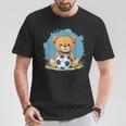 サッカーボール付きのかわいいテディベア Tシャツ 面白い贈り物