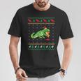 サンタ T-Rex 食べるトナカイ恐竜 アグリークリスマスセーター Tシャツ 面白い贈り物