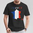 フランスの地図の中のフランス国旗tシャツ Tシャツ 面白い贈り物