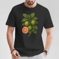 ヴィンテージ ボタニカル グアバ 自然 フルーツ アートプリント Tシャツ 面白い贈り物