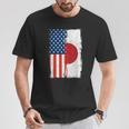 半日半 アメリカ国旗 日米ルーツ Tシャツ 面白い贈り物
