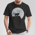 月と猫のシルエット ソマリ猫 Tシャツ 面白い贈り物