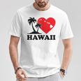 I Love Hawaii ハワイアンハートパーム レディース メンズ ボーイズ ガールズ Tシャツ 面白い贈り物