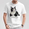 Mischief In Fur 猫写真 ハチワレ猫 黒白猫 猫好き ネタ 猫しもべ 猫飼い 猫依存症 長袖tシャツ Tシャツ 面白い贈り物