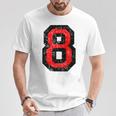 Número 8 Rojo Y Nero 8º Cumpleaños No8 Camiseta unisex Regalos divertidos